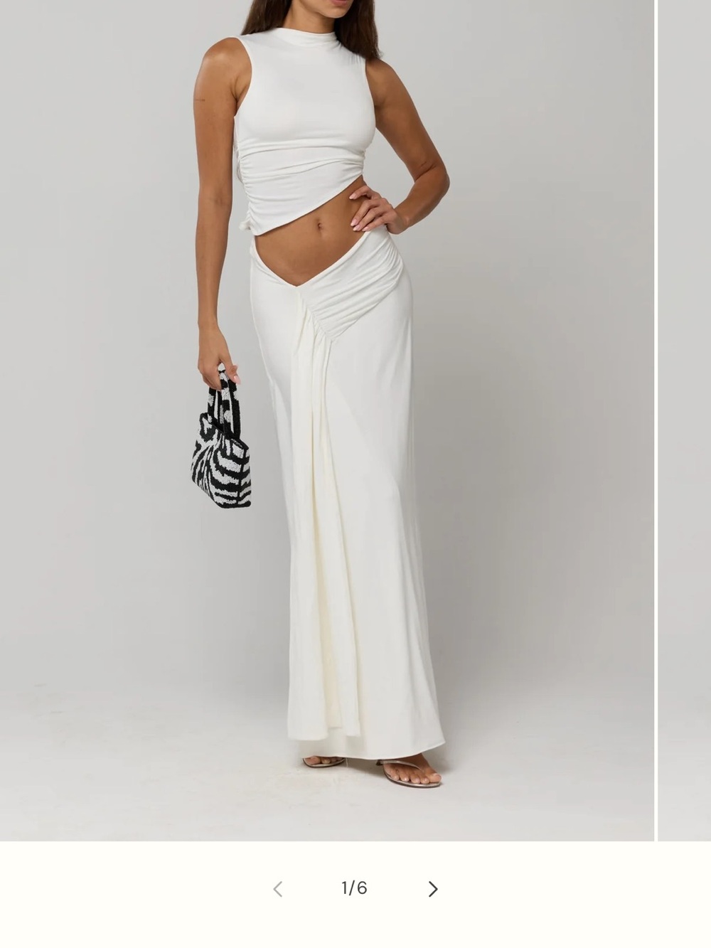 RESA White Draped Cutout Maxi Skirt Set